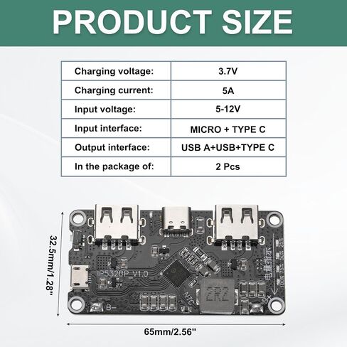 Meccanixity IP5328P وحدة شحن سريعة ثنائية الاتجاه ، 3.7 فولت إلى 5V-12V 18W 5A لانك in Saudi Arabia