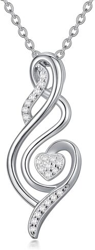 قلادة ZBA Natural Diamond Infinity للنساء ، 14K الذهب الأبيض المطلي بالولاية الفضية الفضية الماس الأبدية القلادة قلادة قلادة المجوهرات ، هدايا عيد ميلاد عيد الميلاد لأمي زوجتها (اللون in Kuwait