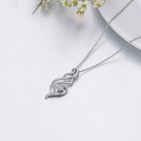قلادة ZBA Natural Diamond Infinity للنساء ، 14K الذهب الأبيض المطلي بالولاية الفضية الفضية الماس الأبدية القلادة قلادة قلادة المجوهرات ، هدايا عيد ميلاد عيد الميلاد لأمي زوجتها (اللون in Kuwait