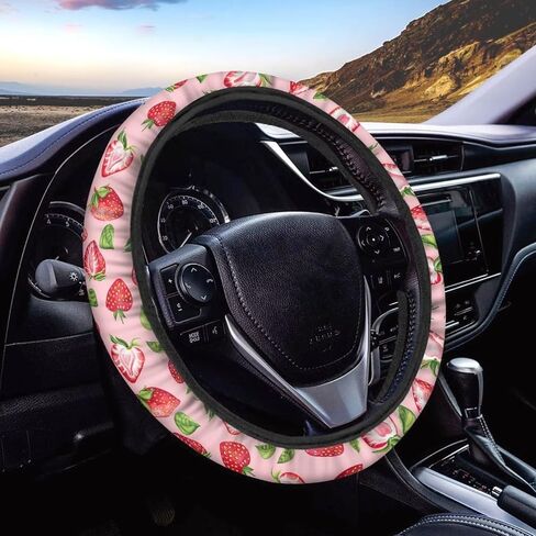 UNICEU Steering Wheel Cover (Hawaiian Hibiscus) Lightly Padded Floral Flowers Standard Size Wheel Car Accessories Automobile Hawaii Tropical Style in Kuwait