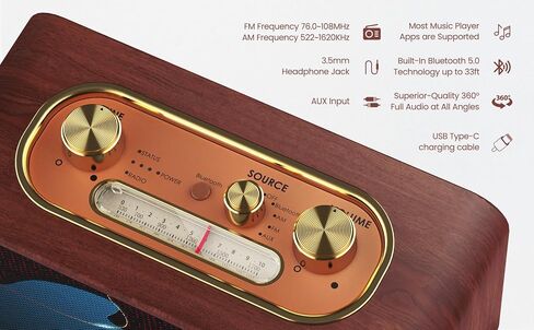 Retro Bluetooth Speaker with AM/FM Radio, Portable, Wireless in Kuwait