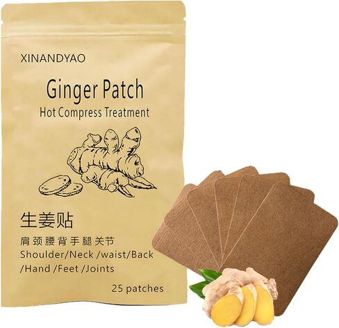 25 Count Ginger Self-Heating Patches | Long-Lasting Comfort for Back, Neck, Shoulders, Knees & Joints | 8-Hour Herbal Warming Pads (12x8cm) in Saudi Arabia