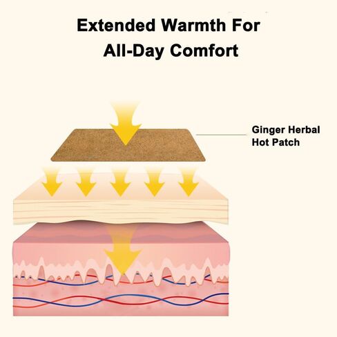 25 Count Ginger Self-Heating Patches | Long-Lasting Comfort for Back, Neck, Shoulders, Knees & Joints | 8-Hour Herbal Warming Pads (12x8cm) in Saudi Arabia
