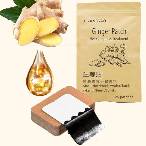 25 Count Ginger Self-Heating Patches | Long-Lasting Comfort for Back, Neck, Shoulders, Knees & Joints | 8-Hour Herbal Warming Pads (12x8cm) in Saudi Arabia