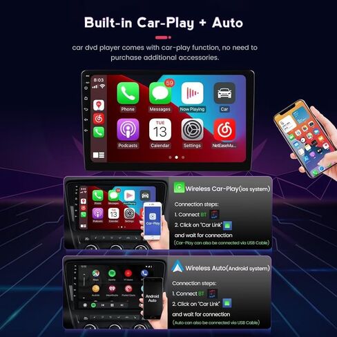 لـ Chrysler 200 Radio Upgrade 2011 2012 2013 2014 استبدال الوحدة الرئيسية ، شاشة MekEdetech Android Stereo GPS Scirigation 9 بوصة مع Carplay/Android Auto/FM/AM/4G LTE ، 8 Core 2+32G in Kuwait