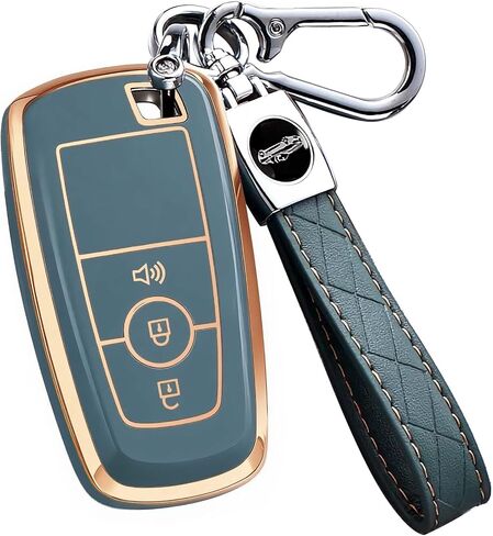 غطاء مفتاح FOB لـ Ford - Premium Soft TPU Shell Contreat Full مع سلسلة المفاتيح ، يناسب Bronco Sport Maverick Ranger Explorer Escape Edge Mustang F150 F250 F350 Fusion ، Pink 4 -Button in Kuwait