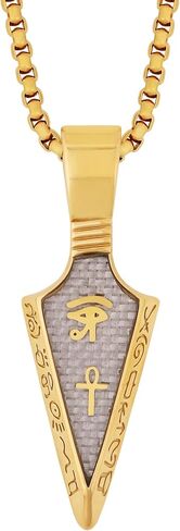 HAQUIL Arrowhead Necklace, Stainless Steel Eye of Horus Ankh Hieroglyphic Arrowhead Pendant, Box Chain, Egyptian Jewelry Gifts in Saudi Arabia
