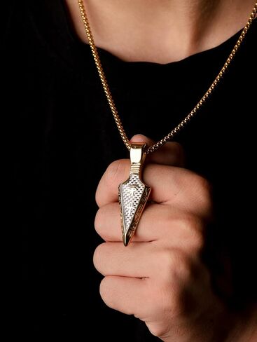 HAQUIL Arrowhead Necklace, Stainless Steel Eye of Horus Ankh Hieroglyphic Arrowhead Pendant, Box Chain, Egyptian Jewelry Gifts in Saudi Arabia
