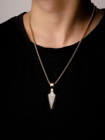 HAQUIL Arrowhead Necklace, Stainless Steel Eye of Horus Ankh Hieroglyphic Arrowhead Pendant, Box Chain, Egyptian Jewelry Gifts in Saudi Arabia