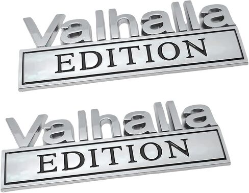 2pcs Valhalla Edition Metal Car Truck Pumper Emblem 3D Padge Sticker (Silver Black) in Kuwait