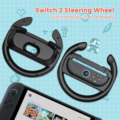 تبديل عجلات التوجيه المصممة لوحدات تحكم Switch 2 Joy-Con ، وعجلات السباق لماريو كارت 9/8 ديلوكس ، تحاكي تجربة السباق الواقعية ، وتبديل وحدة تحكم العجلة Joycon in Saudi Arabia