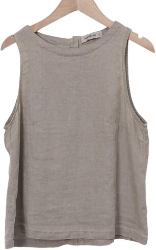 Amazhiyu Women's 100% Linen Plant-Dyed Tank Tops Sleeveless Back Button Shirt in Saudi Arabia