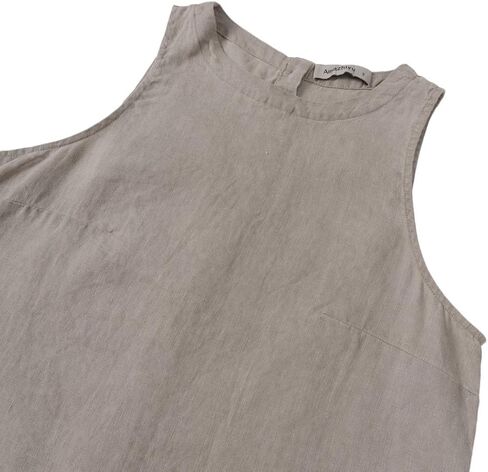 Amazhiyu Women's 100% Linen Plant-Dyed Tank Tops Sleeveless Back Button Shirt in Saudi Arabia