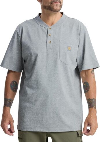 رجال لائقة الجيب القصيرة ذات الوزن الثقيل العمل Henley T-Shirt (منتظم وطويل) in Kuwait
