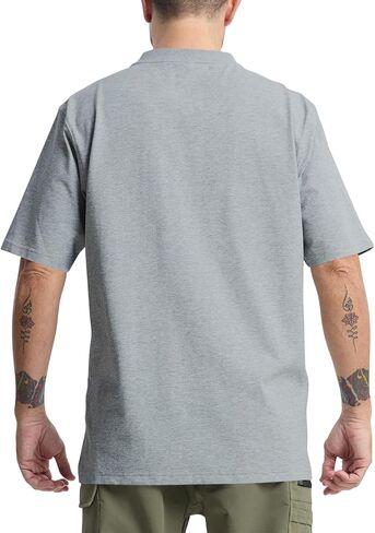 رجال لائقة الجيب القصيرة ذات الوزن الثقيل العمل Henley T-Shirt (منتظم وطويل) in Kuwait