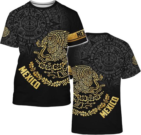 Mexico Shirt Short Sleeves Graphic Funny Tee Mexico Eagle Printed Mexican Crewneck Casual Tops in Saudi Arabia