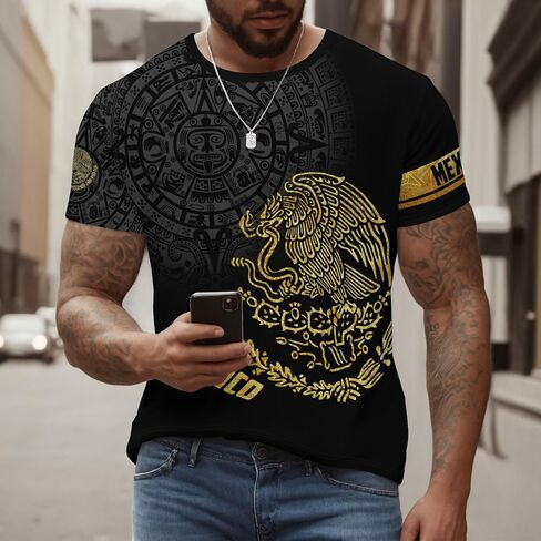 Mexico Shirt Short Sleeves Graphic Funny Tee Mexico Eagle Printed Mexican Crewneck Casual Tops in Saudi Arabia