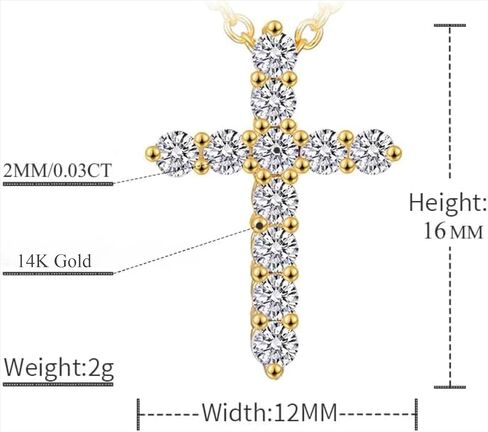 14K Gold Men's Cross Pendant Pave with Diamonds Chain Necklace, Hip Hop Stylish Design, Bold Statement Piece in Saudi Arabia