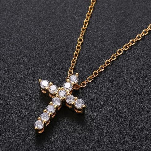 14K Gold Men's Cross Pendant Pave with Diamonds Chain Necklace, Hip Hop Stylish Design, Bold Statement Piece in Saudi Arabia