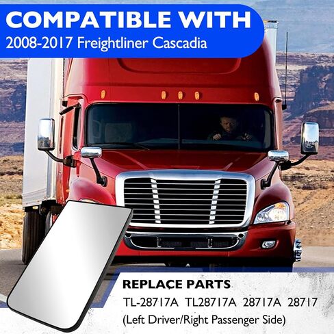زجاج مرآة محدب سفلي مُسخن، متوافق مع 2008-2017 Freightliner Cascadia، استبدل TL-28717A رؤية واسعة ورؤية واضحة عالية عاكسة محدبة سريعة التسخين مع لوحة خلفية in Saudi Arabia