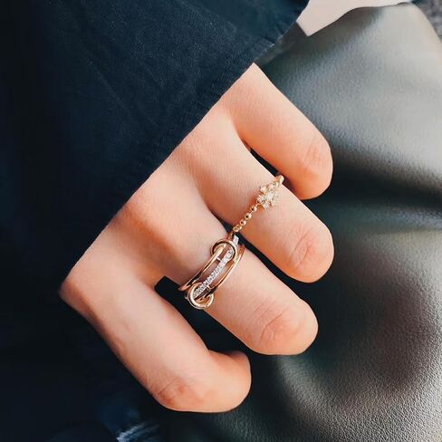 Multi Stacking Rings Set for Women,18k Gold Plated CZ Non Tarnish, Statement Mixed Metals Stackable Rings in Kuwait