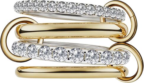 Multi Stacking Rings Set for Women,18k Gold Plated CZ Non Tarnish, Statement Mixed Metals Stackable Rings in Kuwait