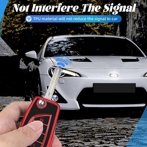 Car Key Cover for Toyota, Soft TPU Key Fob Cover Compatible with Rav4 Camry Fortuner Tundra Corolla C-HR Highlander, fit for 4 Buttons Foldable Car Key (Silver-Pink) in Saudi Arabia