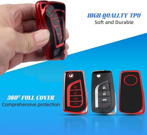 Car Key Cover for Toyota, Soft TPU Key Fob Cover Compatible with Rav4 Camry Fortuner Tundra Corolla C-HR Highlander, fit for 4 Buttons Foldable Car Key (Silver-Pink) in Saudi Arabia