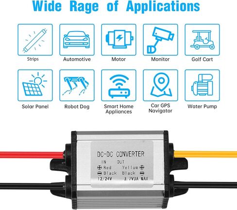 DC 12V/24V إلى 3.7 فولت محول الجهد DC 8-30V إلى 3.7V 3A 11.1W MAX IP67 MAX IP67 ANDROFTING MODULE CONTRALTER محول جهد الجهد للروبوتات ، المحرك ، السيارات ، إضاءة LED والمزيد in Kuwait