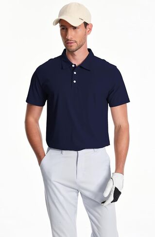 Men’s Polo Shirts Collar Short Sleeve Golf Shirt Quicky Dry Moisture Wicking Lightweight Polo T-Shirt in Saudi Arabia