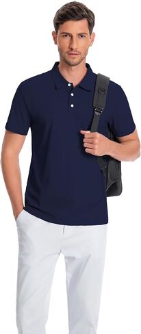 Men’s Polo Shirts Collar Short Sleeve Golf Shirt Quicky Dry Moisture Wicking Lightweight Polo T-Shirt in Saudi Arabia