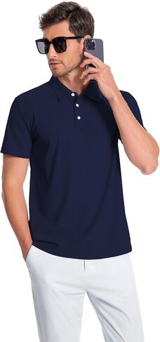 Men’s Polo Shirts Collar Short Sleeve Golf Shirt Quicky Dry Moisture Wicking Lightweight Polo T-Shirt in Saudi Arabia