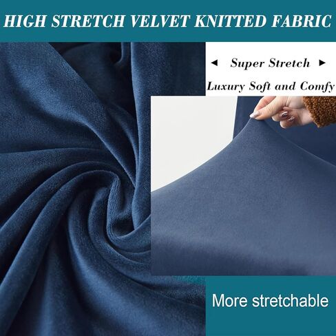 HFCNMY 2 Piece Club Chair Slipcover,Stretch Velvet Barrel Chair Covers Soft Tub Chair Slipcover Washable Armchair Cover with Elastic Bottom Blue in Kuwait