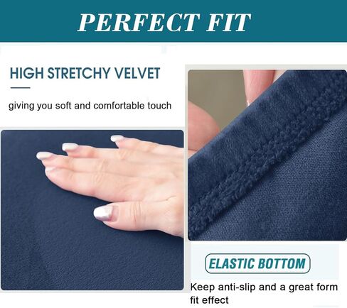 HFCNMY 2 Piece Club Chair Slipcover,Stretch Velvet Barrel Chair Covers Soft Tub Chair Slipcover Washable Armchair Cover with Elastic Bottom Blue in Kuwait