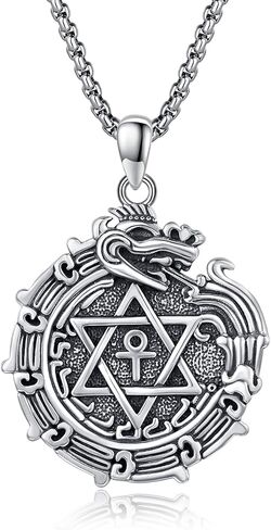 Sterling Silver Aztec Ouroboros Necklace Poseidon Necklace Nail Skull Necklace Eye of Horus Necklace Vintage Jewelry for Men Eboy in Saudi Arabia