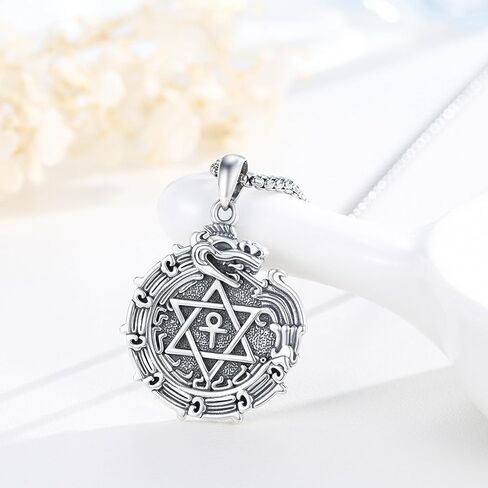 Sterling Silver Aztec Ouroboros Necklace Poseidon Necklace Nail Skull Necklace Eye of Horus Necklace Vintage Jewelry for Men Eboy in Saudi Arabia
