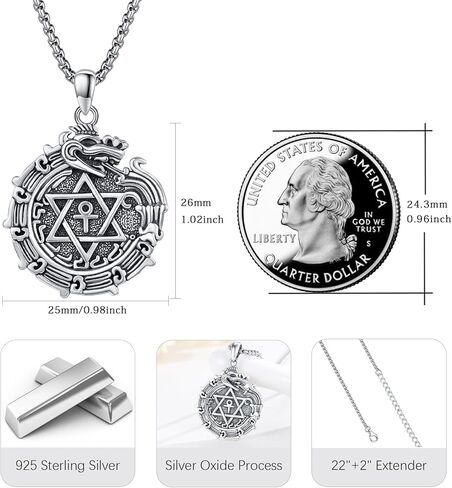 Sterling Silver Aztec Ouroboros Necklace Poseidon Necklace Nail Skull Necklace Eye of Horus Necklace Vintage Jewelry for Men Eboy in Saudi Arabia
