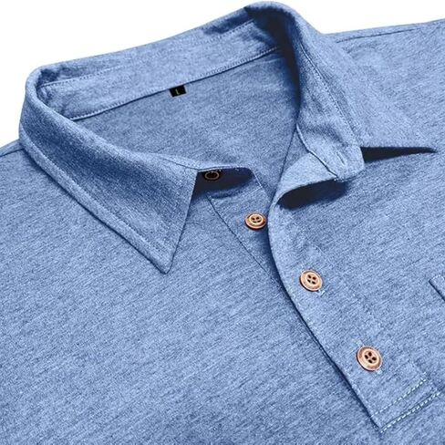 ZPB Men’s Fashion Short Sleeve Polo Shirts Casual Moisture Wicking Golf Shirts Buttons Collared Solid T Shirts with Pocket in Saudi Arabia