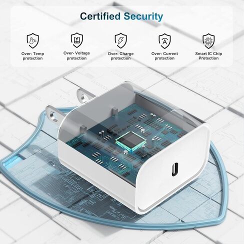 Phone Charger Fast Charging 6 FT, Long USB C to Lighting Cable 6 Foot with 20W USB C Rapid Phone Charger Block, Compatible with iPhone 14 Pro/13Pro Max/12/11Pro/Mini, 2 Pack -Black in Kuwait