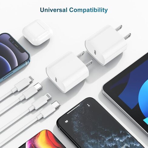 Phone Charger Fast Charging 6 FT, Long USB C to Lighting Cable 6 Foot with 20W USB C Rapid Phone Charger Block, Compatible with iPhone 14 Pro/13Pro Max/12/11Pro/Mini, 2 Pack -Black in Kuwait