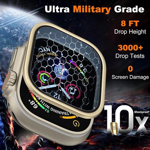 2-Pack Tempered Glass Waterproof HD Screen Protector with Titanium Compatible with Apple Watch Ultra 1/2/3 49mm (black) in Saudi Arabia