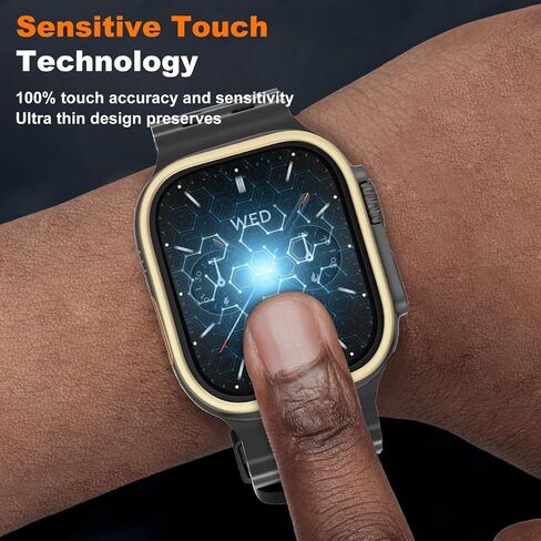 2-Pack Tempered Glass Waterproof HD Screen Protector with Titanium Compatible with Apple Watch Ultra 1/2/3 49mm (black) in Saudi Arabia
