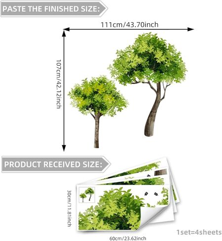 Runtoo كبيرة الجدار الشجرة شارات Green Glats Peel and Stick stick ملصقات جدارية للأطفال in Kuwait