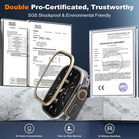 2-Pack Tempered Glass Waterproof HD Screen Protector with Titanium Compatible with Apple Watch Ultra 1/2/3 49mm (black) in Saudi Arabia