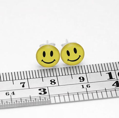 Smiley Face Logo 925 Sterling Silver Stud Earring. Sold by Pair in Saudi Arabia