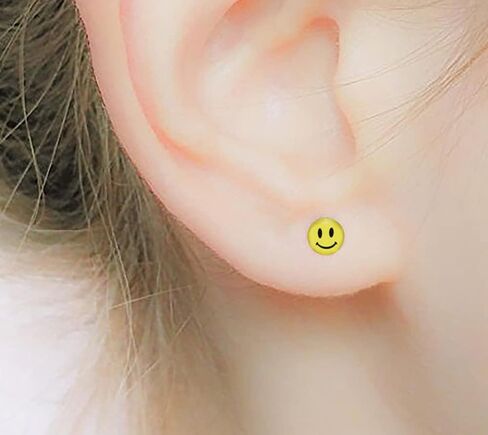 Smiley Face Logo 925 Sterling Silver Stud Earring. Sold by Pair in Saudi Arabia