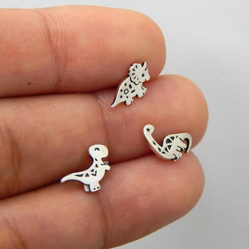 Icyrose 925 Sterling Silver Set من 3 أزواج متنوعة من الديناصورات والأصدقاء Earrass stud arock (Nickel Free) T-Rex ، Tyrannosaurus ، Brachiosaurus ، Triceratops in Saudi Arabia