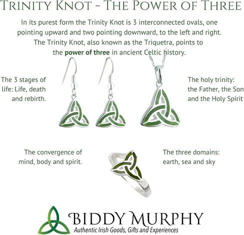 Biddy Murphy, Sterling Silver Green Crystal Irish Trinity Knot Stud Earrings for Women in Saudi Arabia