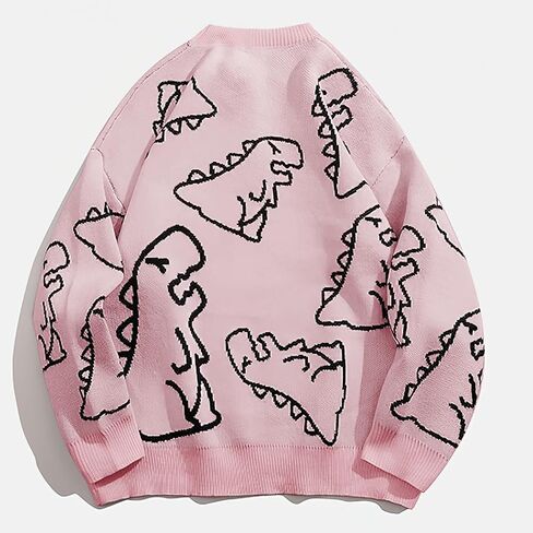 Women's Dinosaur Graphic Sweaters Cartoon Kwaii Knit Crewneck Long Sleeve Oversized Pullover Jumpers in Saudi Arabia