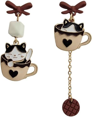 925 Silver Post Earrings For Women Personalized Stud Earrings Anime Asymmetrical Enamel Pendant Earrings in Saudi Arabia